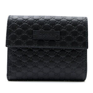 Gucci double hook wallet leather Guccissima black